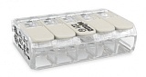 Соединитель для сращивания COMPACT; для всех типов проводников; для зон повышенной защиты Ex е; макс. 4 мм²; 5-проводн.; с рычагами; прозрачный корпус; Рабочая температура (макс.): 105 °C; 4,00 mm²; прозрачные