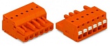1-проводниковая розетка; нажимная кнопка; Push-in CAGE CLAMP®; 2,5 мм²; Шаг контактов 5,08 мм; 22-пол.; со встроенной торцевой пластиной; 2,50 mm²; оранжевые