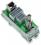 Интерфейсный модуль; RJ-45; с контактами питания; Клеммы для печатных плат, двухрядные; Кат. 5; в монтажном держателе; с экранированным соединением; с зажимной скобой для экрана; 1,50 mm²
