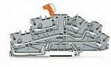 Многоуровневые клеммы для монтажа; с рабочими гнёздами; 2,5 мм²; с поворотным ножевым размыкателем; LT/L/PE; Push-in CAGE CLAMP®; 2,50 mm²; серые